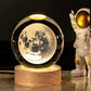 3D Crystal Moon Ball Night Lamp with Wooden Base