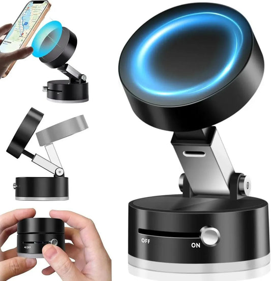 Magnetic Suction Phone Holder – Easy to Operate, Foldable & Adjustable for Car/Bathroom/Gym/Kitchen