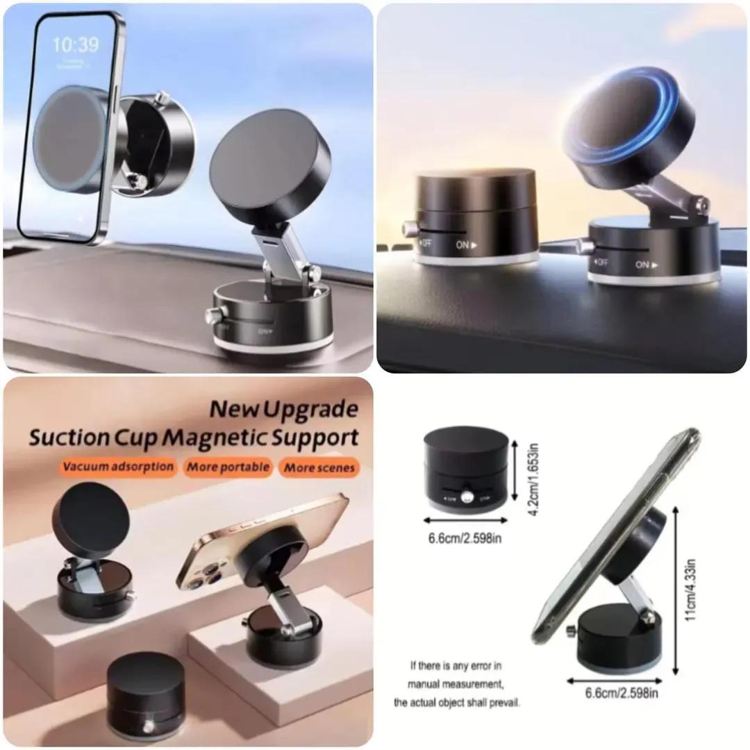 Magnetic Suction Phone Holder – Easy to Operate, Foldable & Adjustable for Car/Bathroom/Gym/Kitchen
